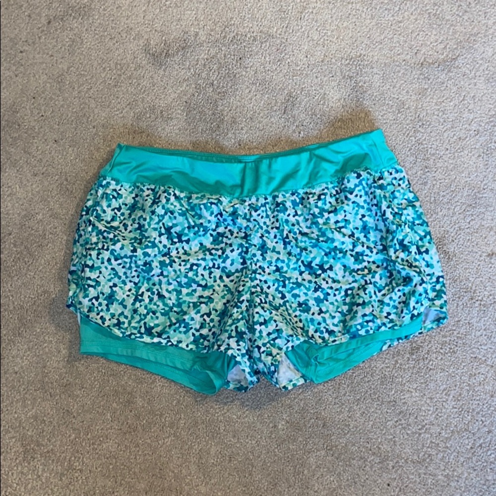 Green Patterned Athletic Shorts